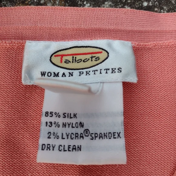Talbots Pink Silk Blend Cardigan Petite Plus 2X Button Front Sweater - Picture 8 of 10